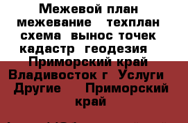 Межевой план (межевание), техплан, схема, вынос точек (кадастр, геодезия) - Приморский край, Владивосток г. Услуги » Другие   . Приморский край